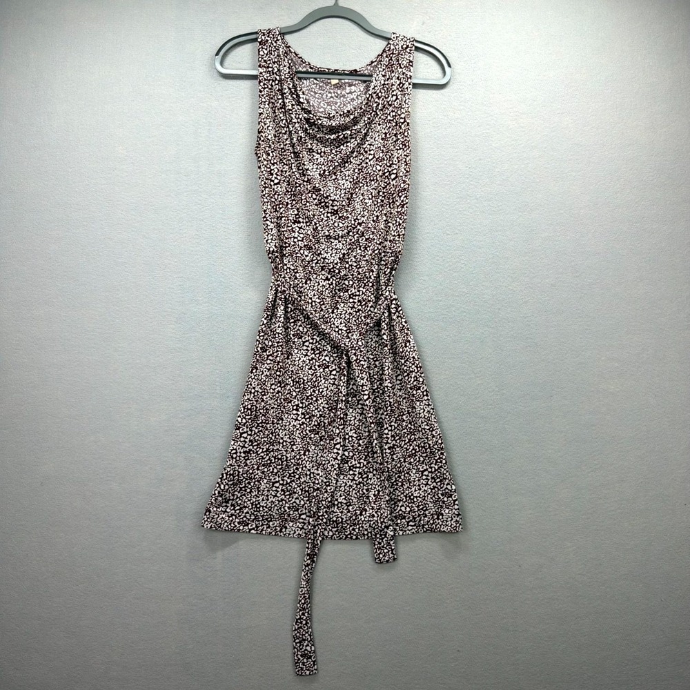Banana Republic Mini Shift Dress Womens Small White Red Animal Print Tie Waist